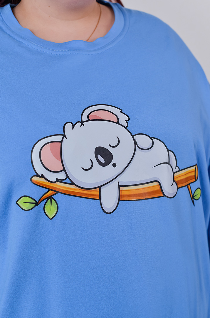 Туніка довга з оригінальним мультяшним принтом великих розмірів