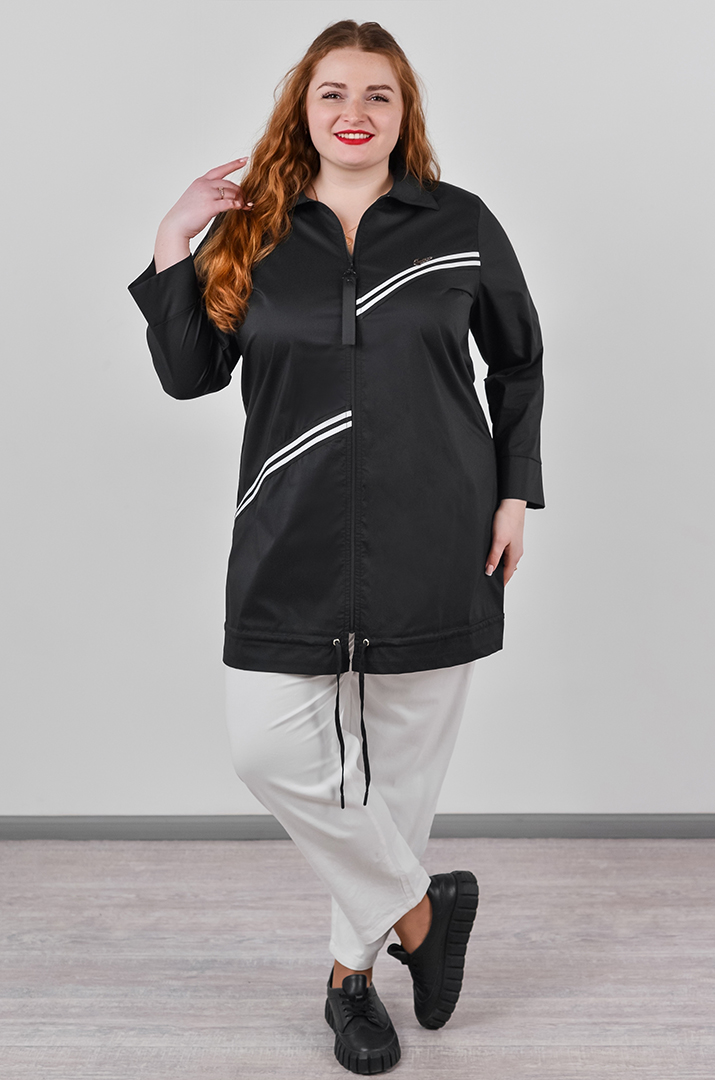 Туніка на блискавці з контрастними смужками великих розмірів