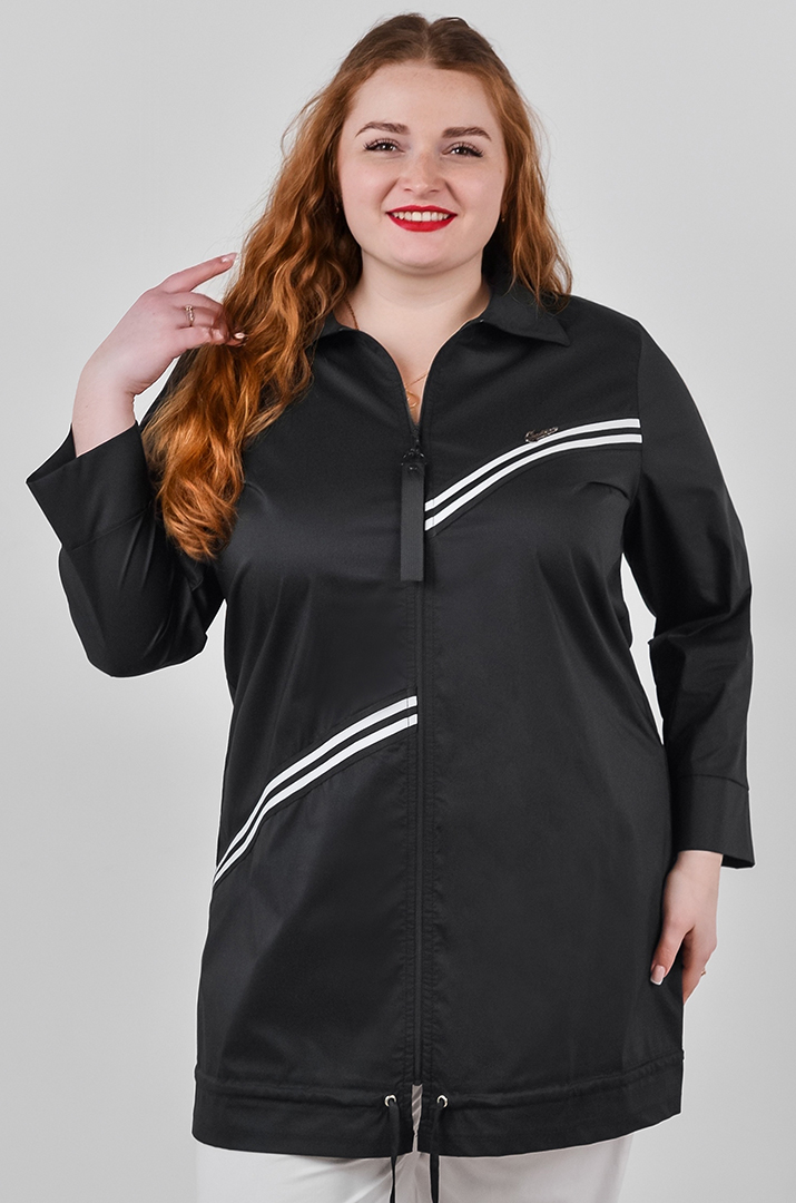 Туніка на блискавці з контрастними смужками великих розмірів