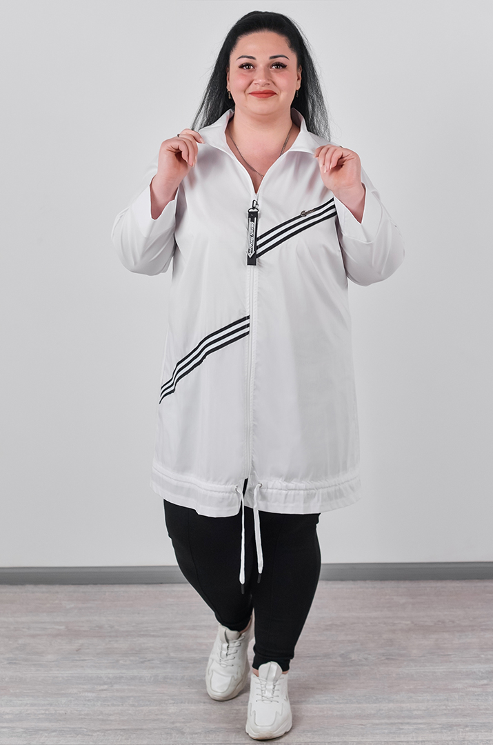 Туніка на блискавці з контрастними смужками великих розмірів