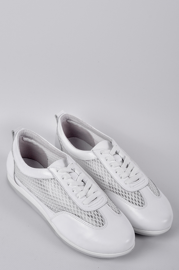 Білі спортивні туфлі зі шкіри та текстильної сітки великих розмірів