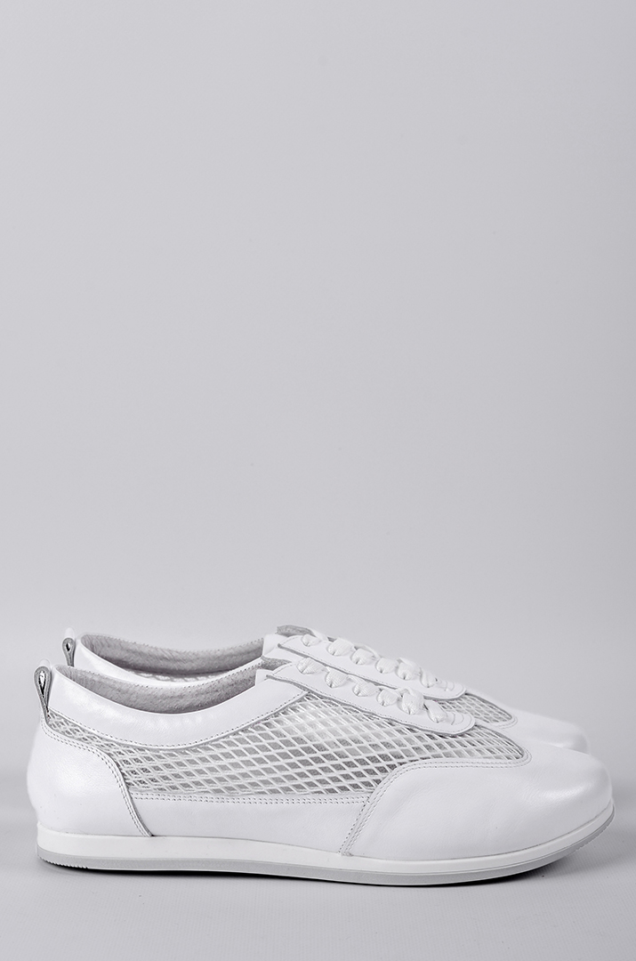 Білі спортивні туфлі зі шкіри та текстильної сітки великих розмірів