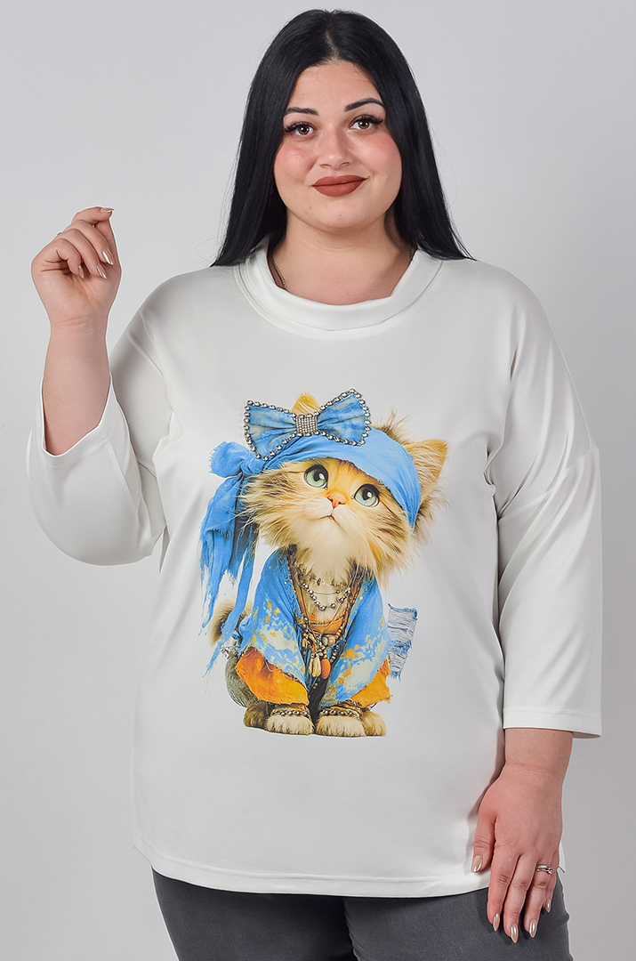 Туніка трикотажна з виразним анімаційним мотивом великих розмірів