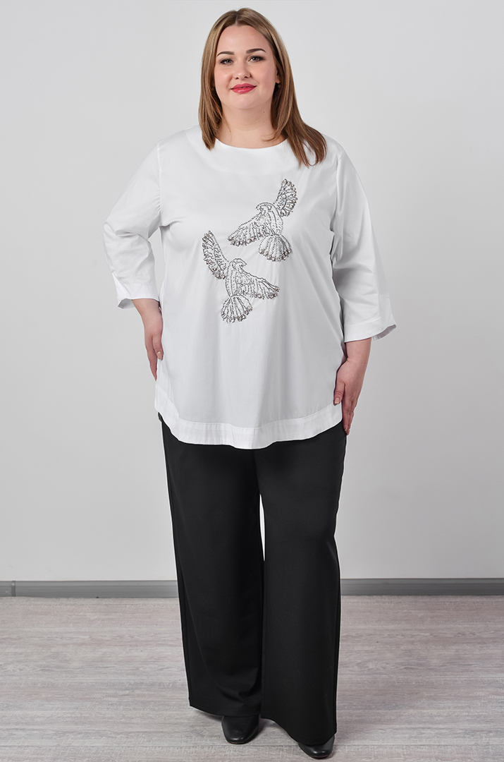 Туніка з декоративним оформленням у вигляді птахів великих розмірів