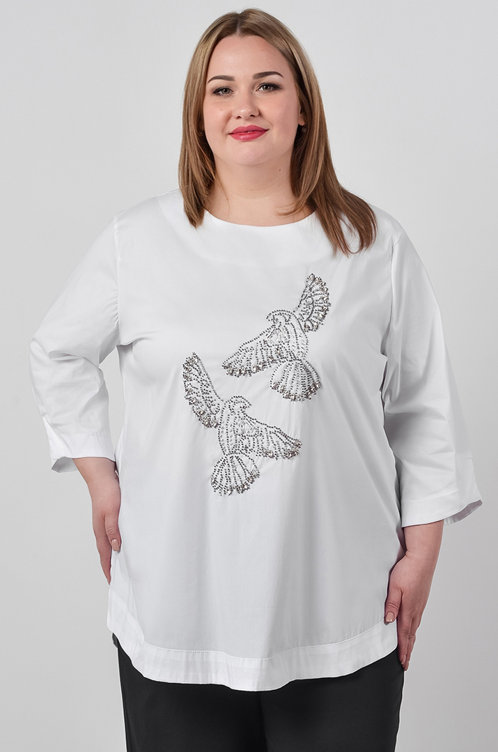 Туніка з декоративним оформленням у вигляді птахів великих розмірів