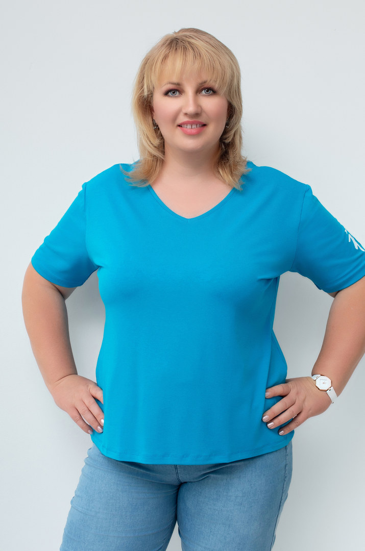 Футболка трикотажна з принтом на рукаві супер батал