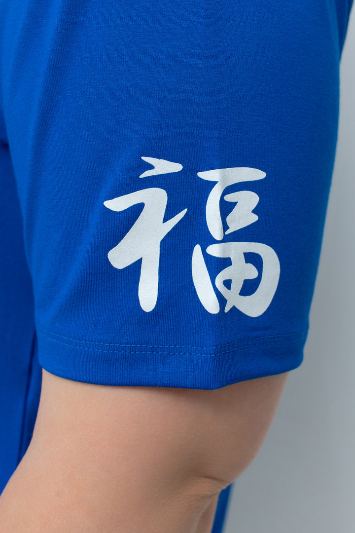 Футболка трикотажна з принтом на рукаві супер батал