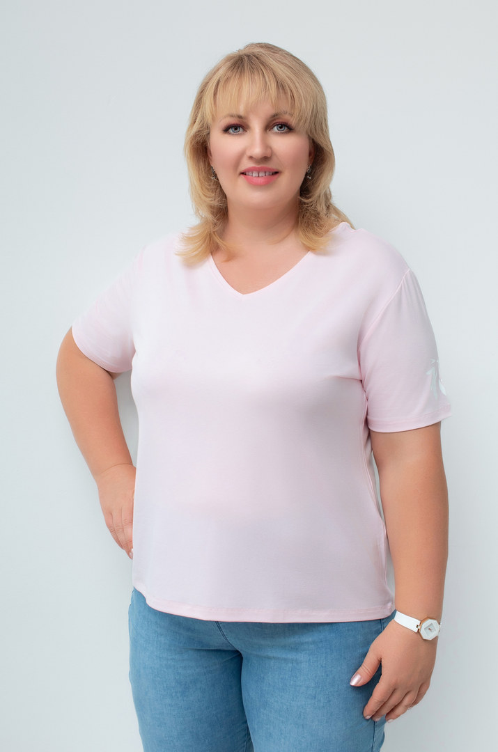 Футболка трикотажна з принтом на рукаві супер батал