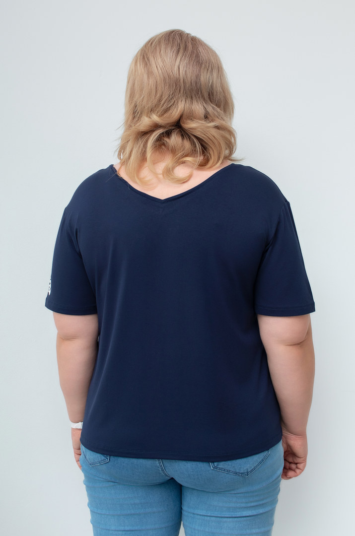 Футболка трикотажна з принтом на рукаві супер батал