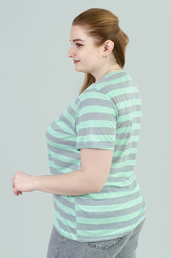 Трикотажная футболка в горизонтальную полоску супер батал