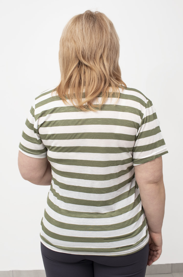 Трикотажная футболка в горизонтальную полоску супер батал