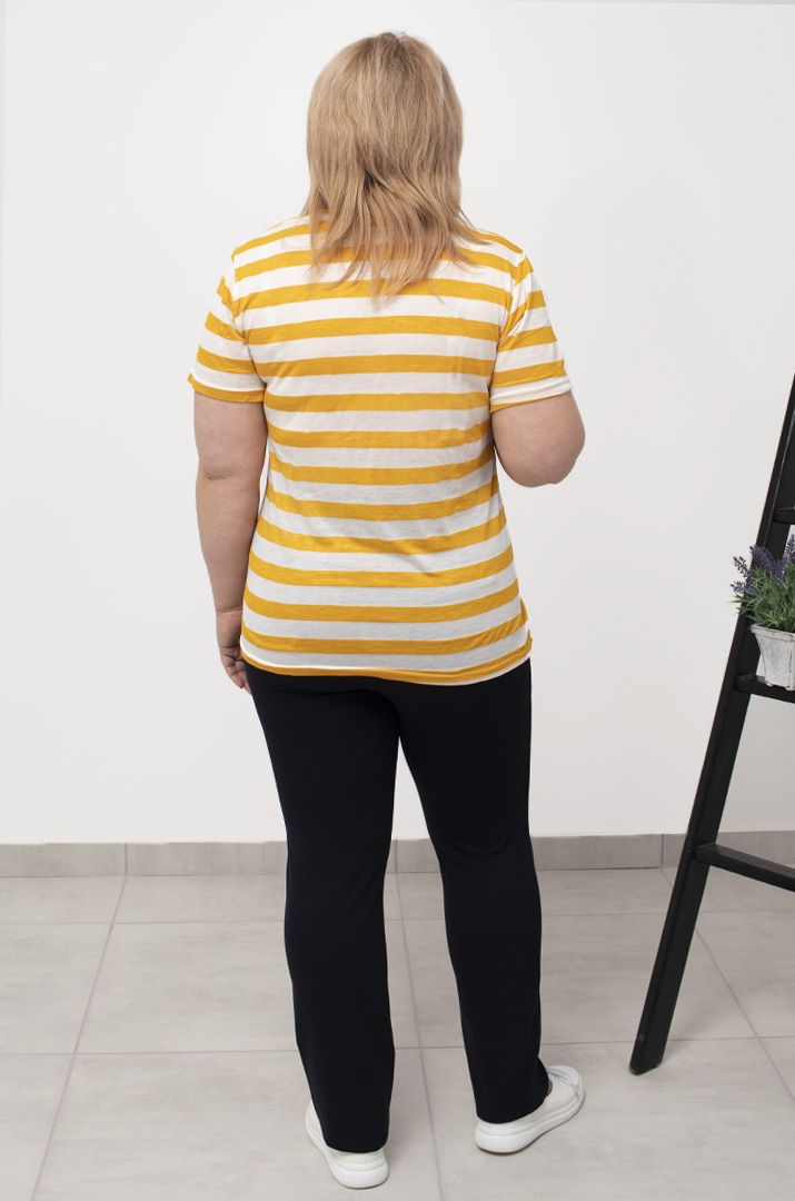 Трикотажная футболка в горизонтальную полоску супер батал