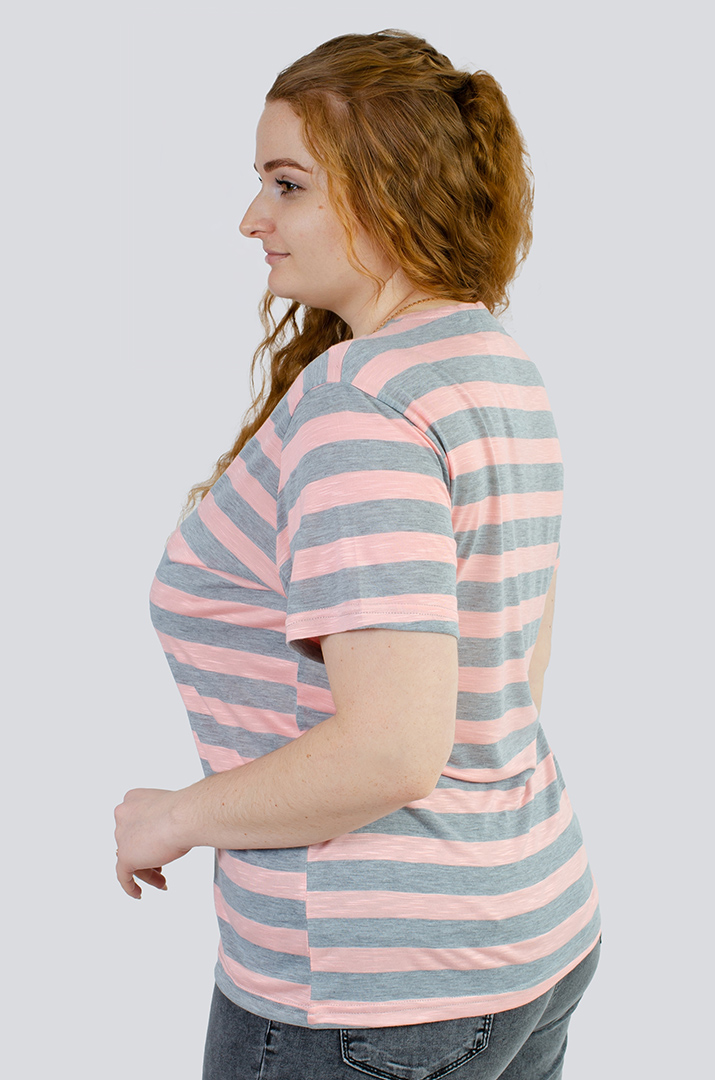 Трикотажная футболка в горизонтальную полоску супер батал