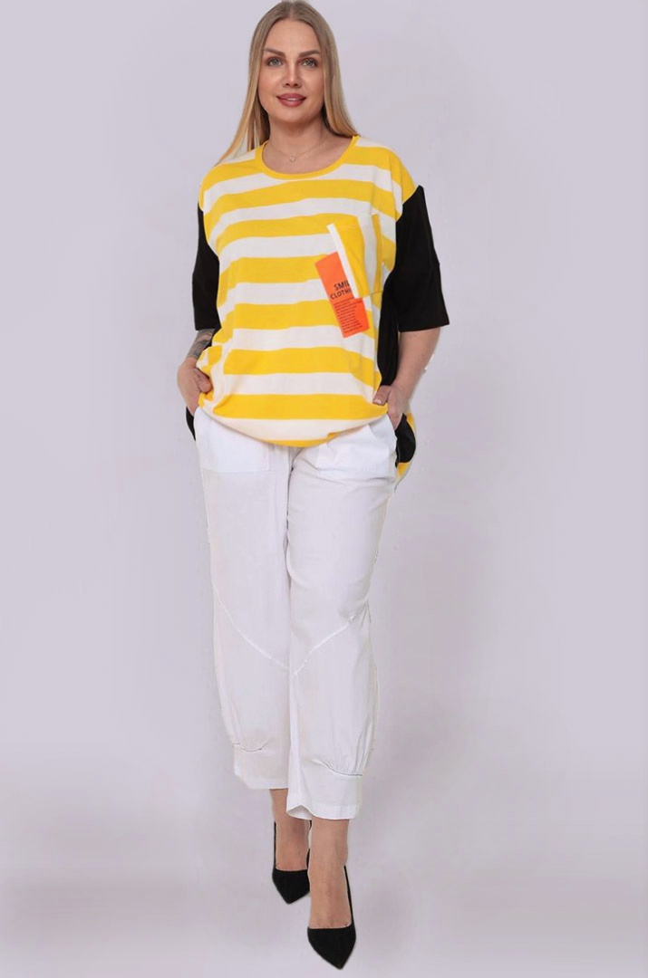 Довга футболка в полоску супер батал