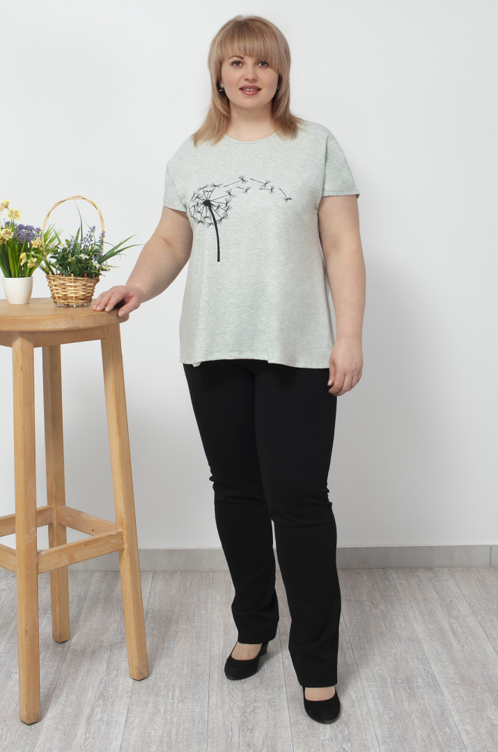 Футболка з принтом кульбабка супер батал