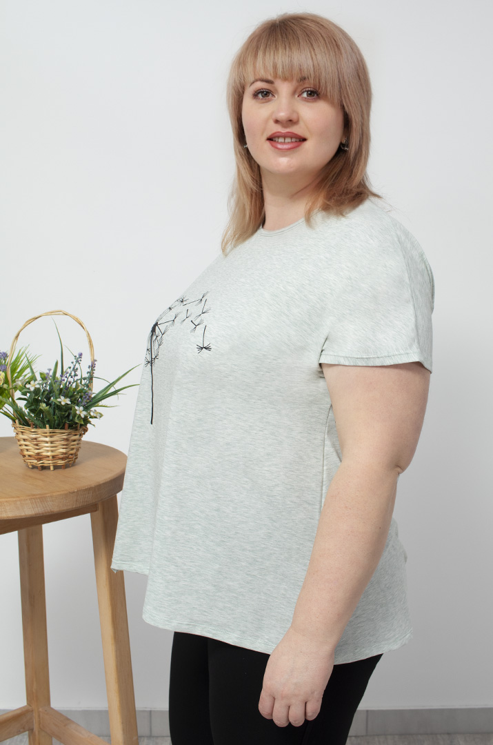 Футболка з принтом кульбабка супер батал