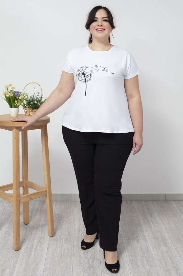 Футболка з принтом кульбабка супер батал