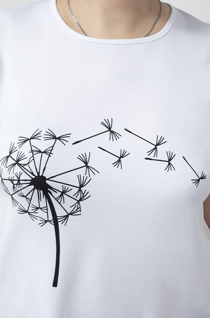 Футболка з принтом кульбабка супер батал