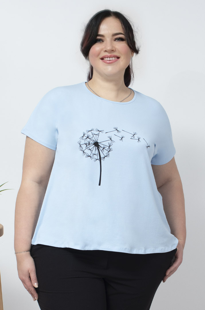 Футболка з принтом кульбабка супер батал