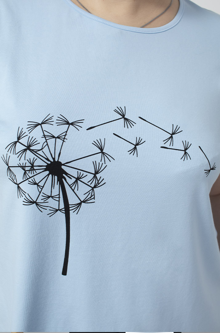 Футболка з принтом кульбабка супер батал