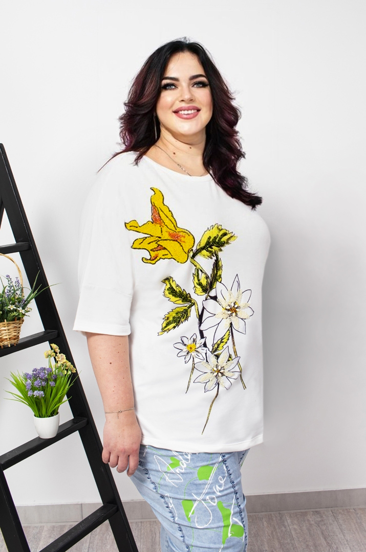 Футболка довга з розрізом супер батал