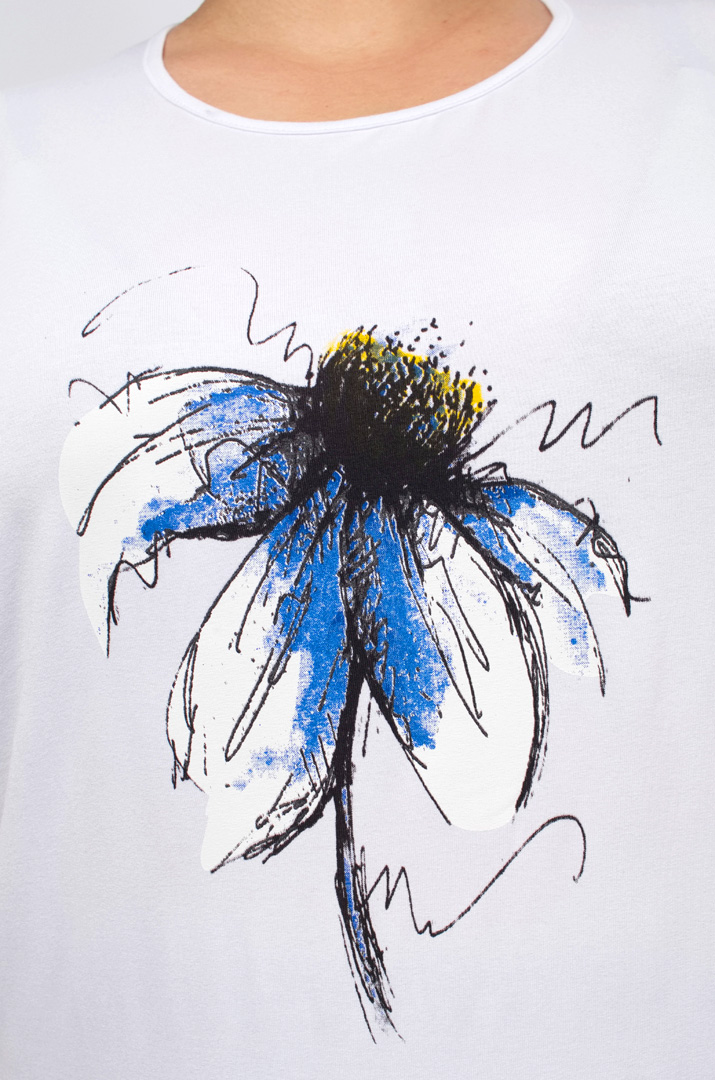 Довга футболка з ромашкою супер батал