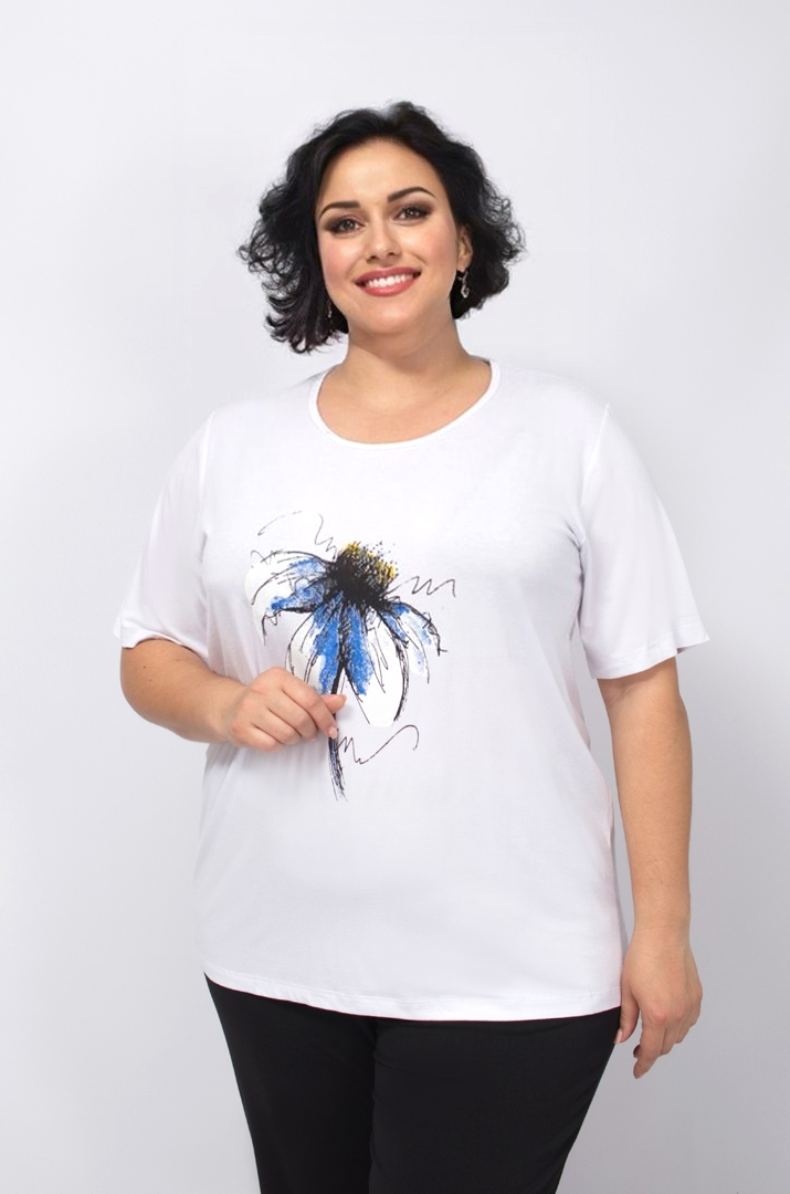 Довга футболка з ромашкою супер батал