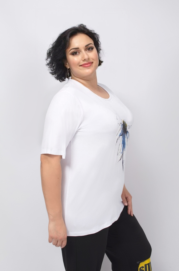 Довга футболка з ромашкою супер батал