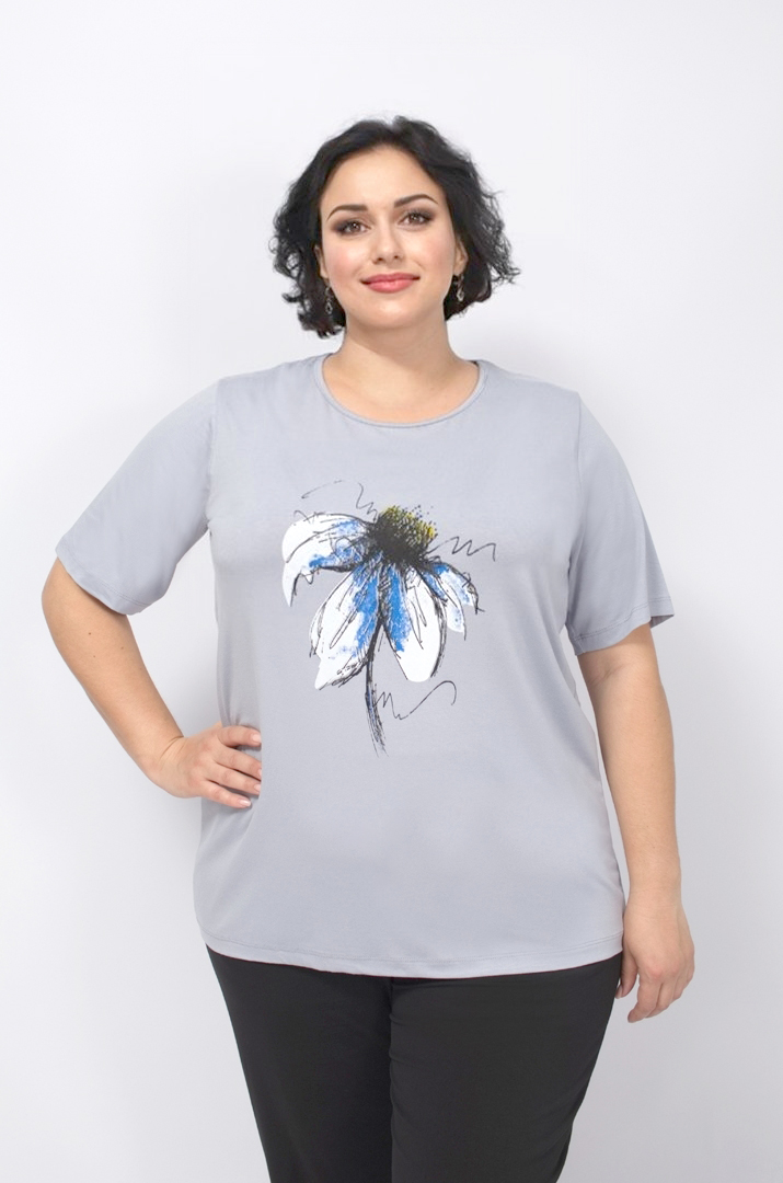 Довга футболка з ромашкою супер батал