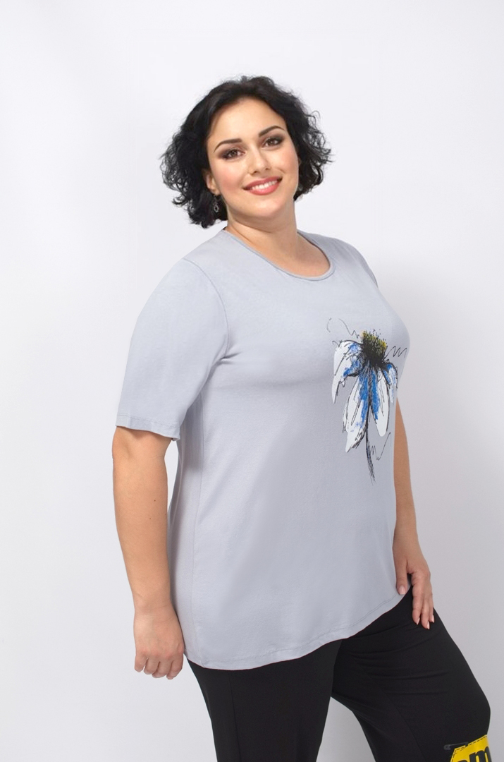 Довга футболка з ромашкою супер батал