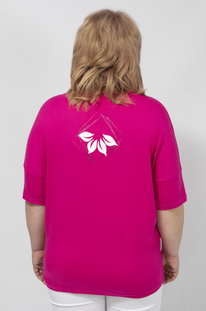 Футболка з принтом квіти та блискітками батал