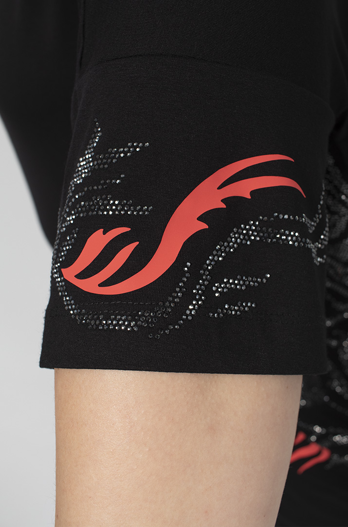 Футболка в принт і блискітки з боків супер батал