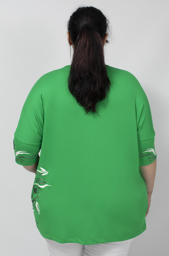 Футболка в принт і блискітки з боків супер батал