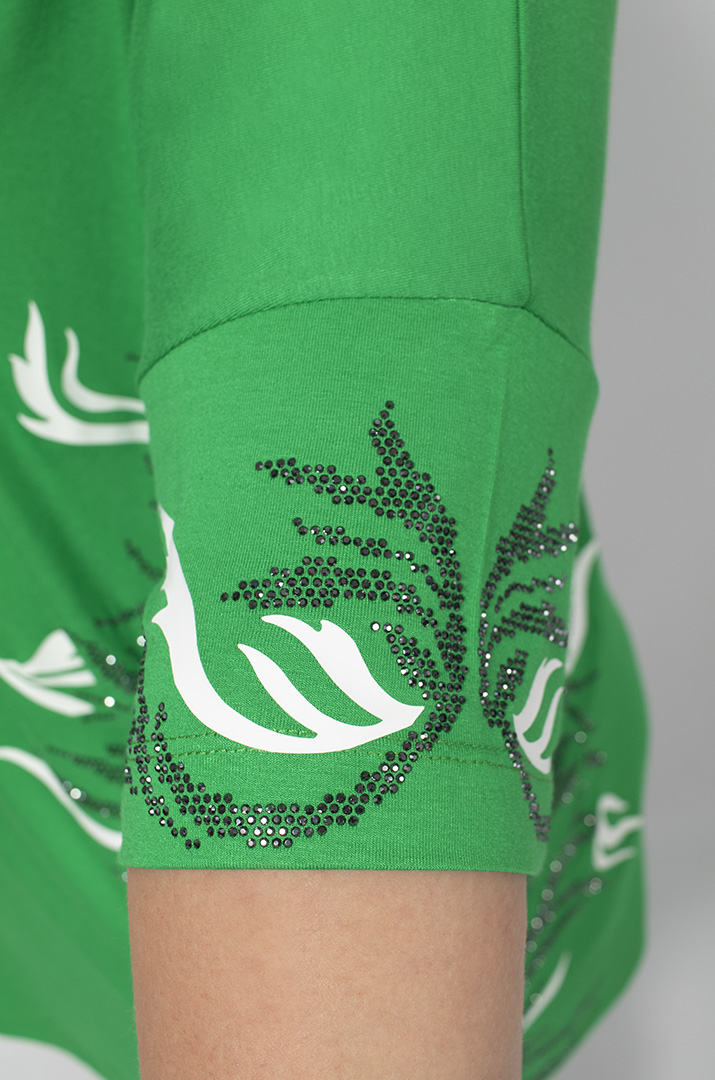 Футболка в принт і блискітки з боків супер батал