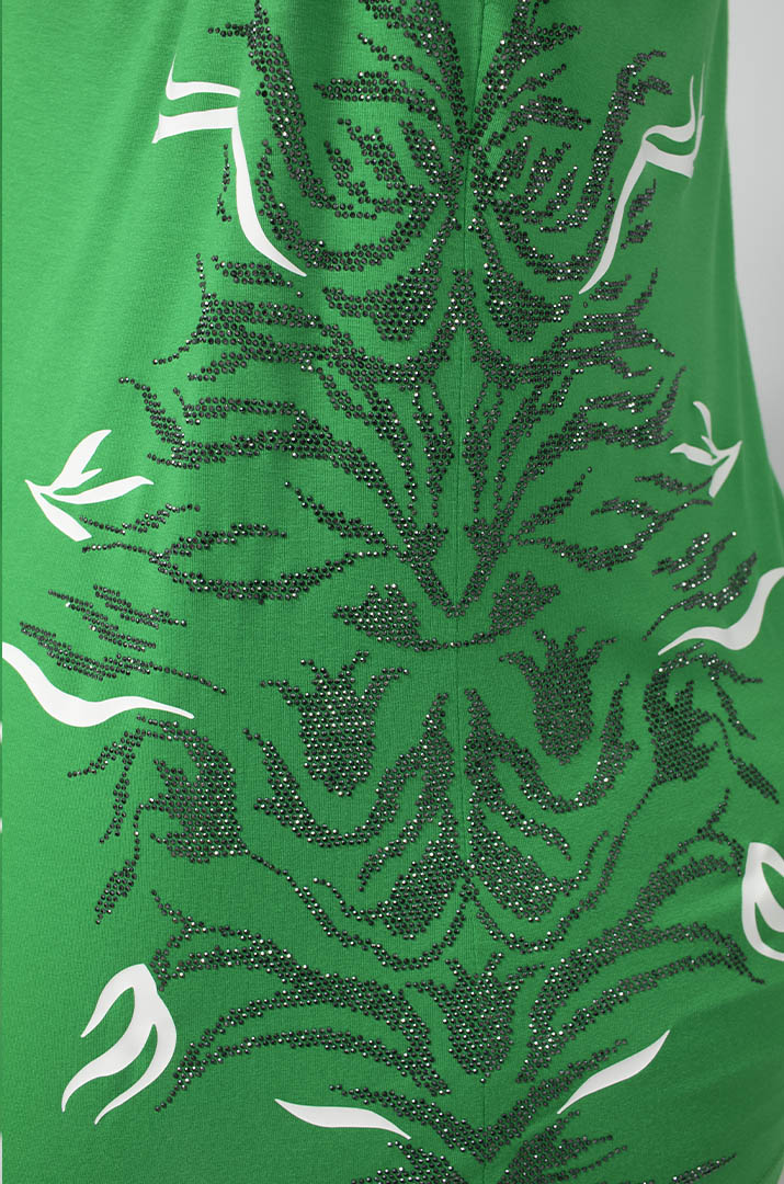 Футболка в принт і блискітки з боків супер батал