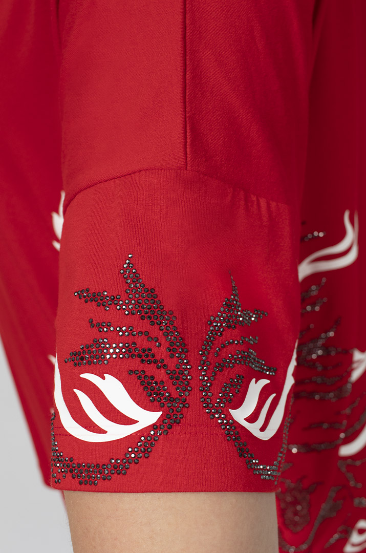 Футболка в принт і блискітки з боків супер батал