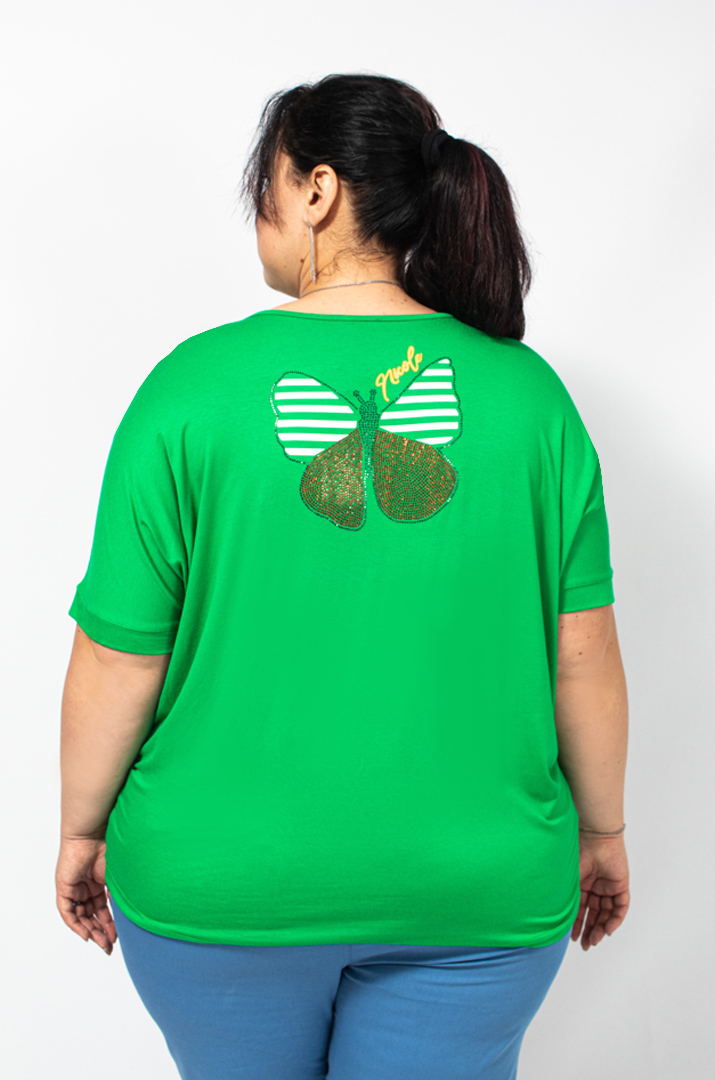 Футболка трикотажна з метеликами батал