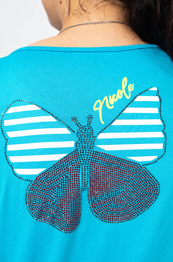 Футболка трикотажна з метеликами батал