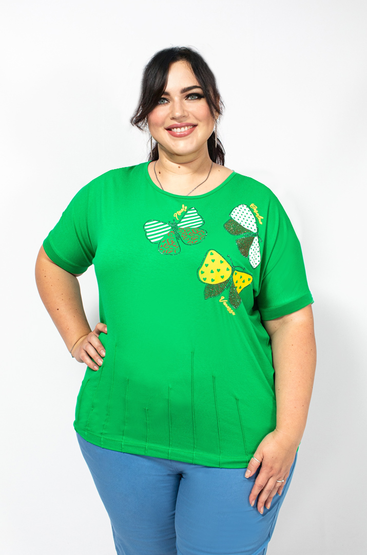 Футболка трикотажна з метеликами батал