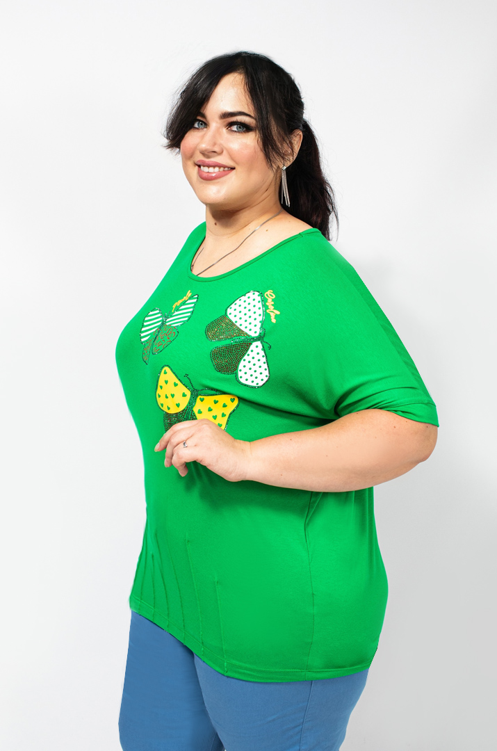 Футболка трикотажна з метеликами батал