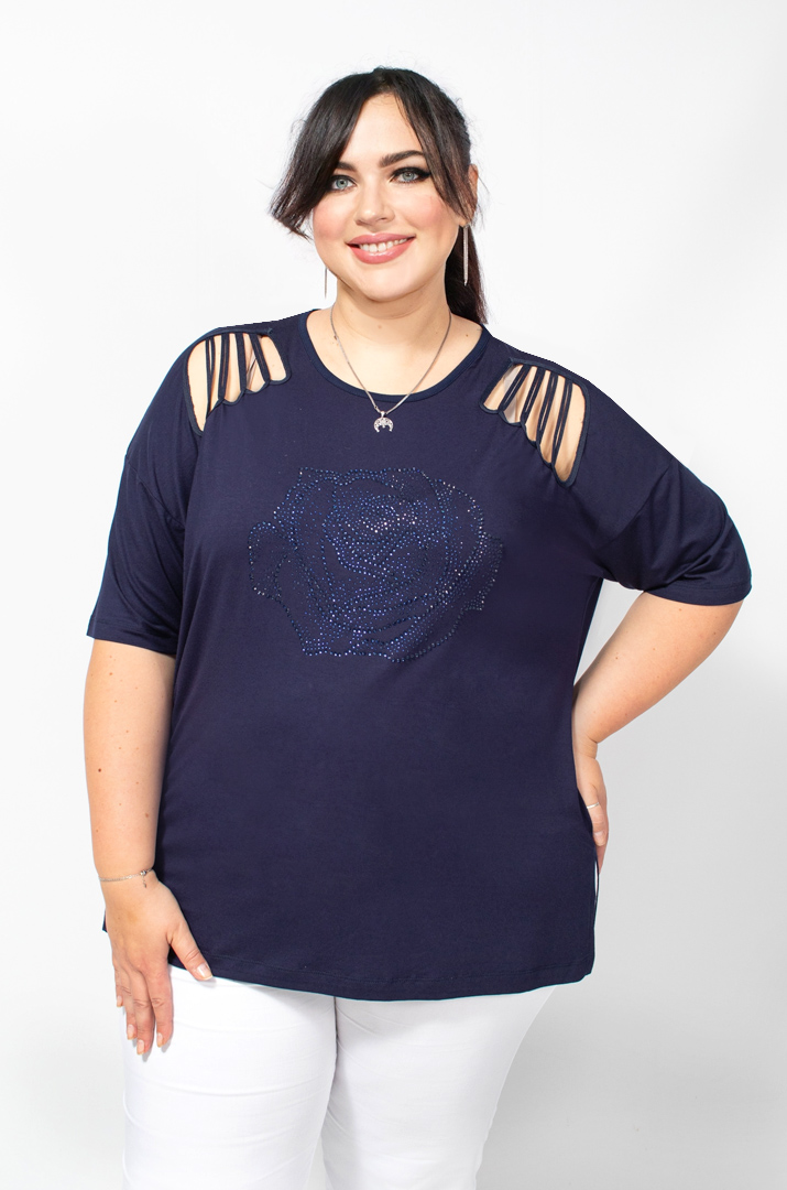 Футболка з оригінальним декором батал