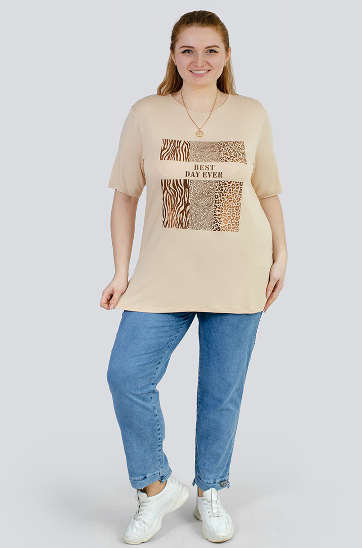 Футболка с анималистическим принтом больших размеров