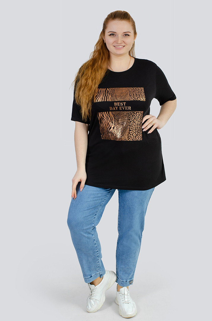 Футболка с анималистическим принтом больших размеров