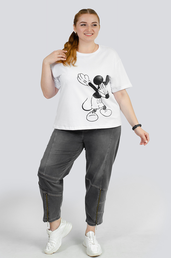 Футболка з принтом Міккі великих розмірів