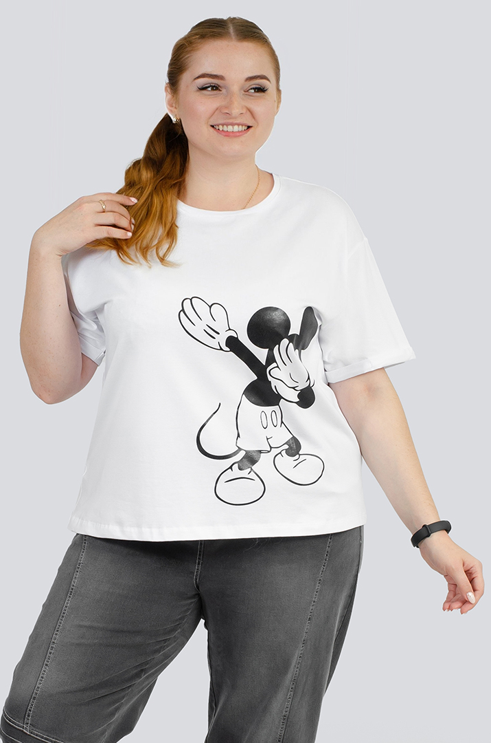 Футболка з принтом Міккі великих розмірів