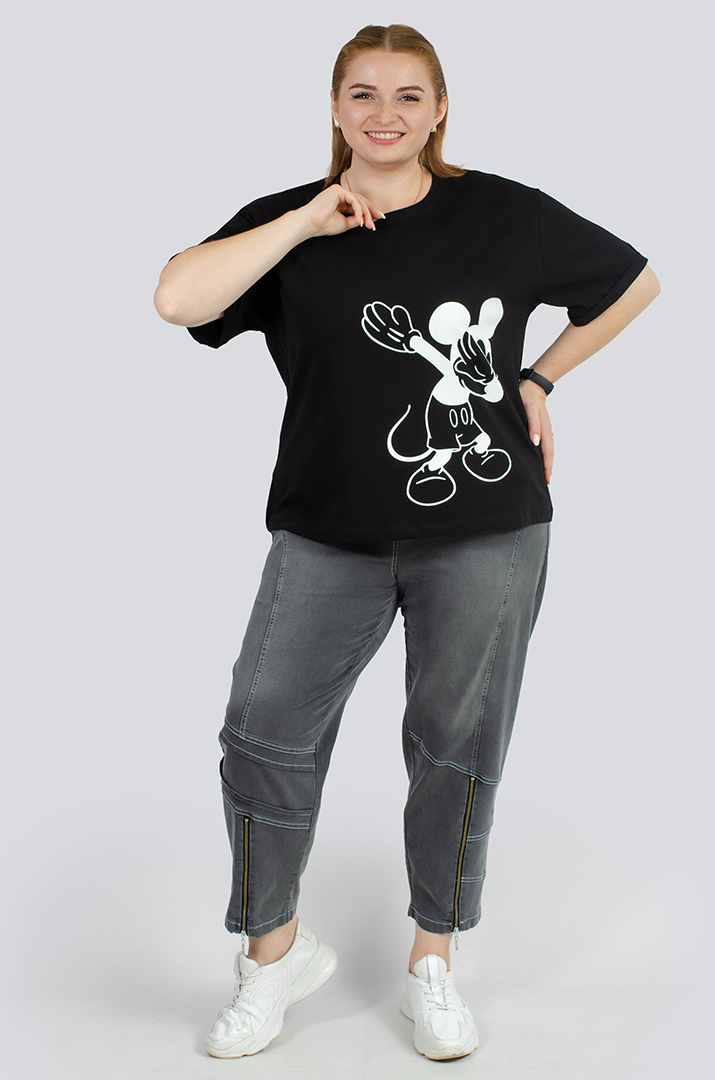 Футболка з принтом Міккі великих розмірів