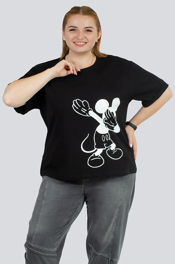 Футболка з принтом Міккі великих розмірів
