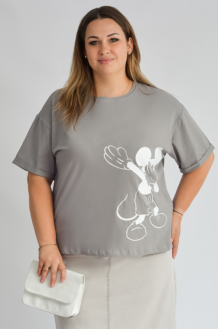 Футболка з принтом Міккі великих розмірів
