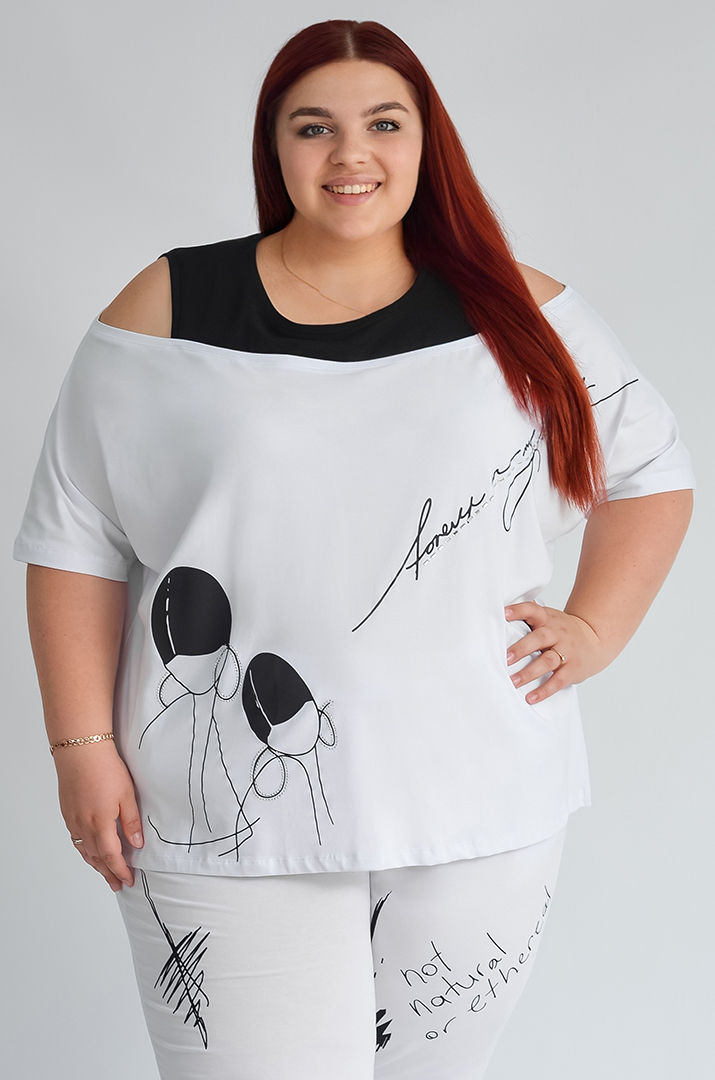 Футболка трикотажна з відкритими плечима великих розмірів