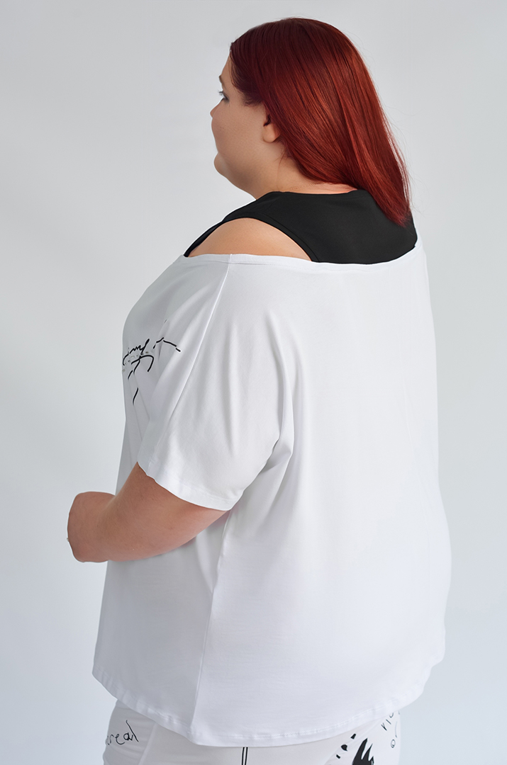 Футболка трикотажна з відкритими плечима великих розмірів